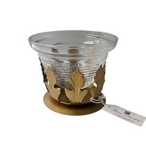 Home Interiors Candleholder Gold Leaf Glass Votive‎ Candle Holder Decor